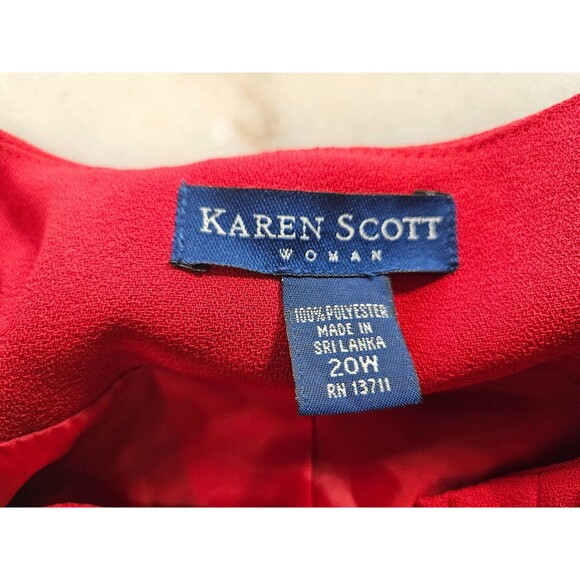 Karen Scott Women's Red Zip-Front Blazer Jacket, 20W, Classic Polyester Design - Picture 4 of 8